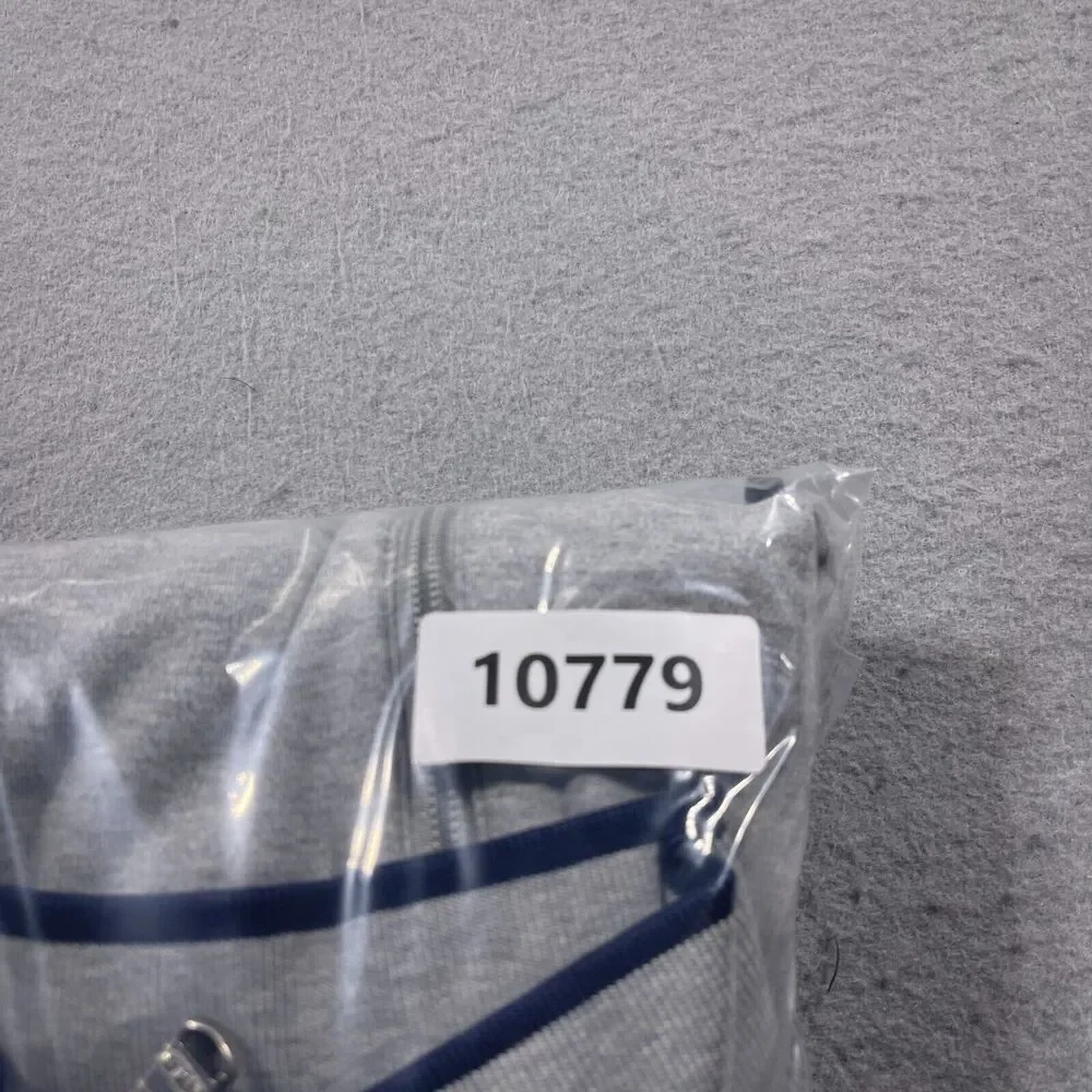 Polo Ralph Lauren Track Jacket Men Large Regular Gray Navy Stripe Athleisure‎